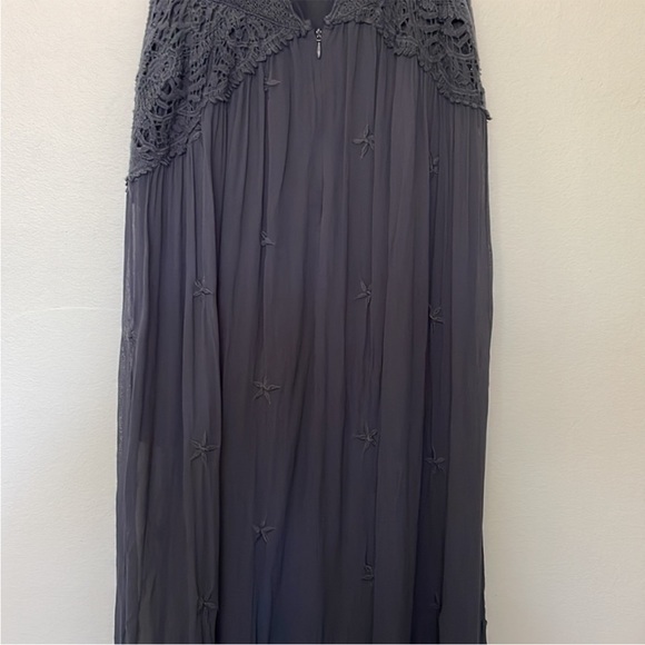 Free People | Monarch Sheer Lace Embroidered Crocheted Open Back Strapless Dress - Picture 3 of 8